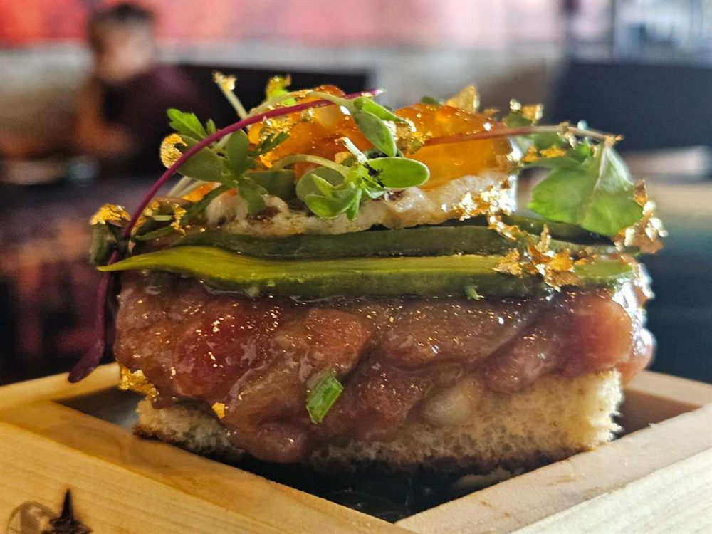 The KOBU roll layered with A5 wagyu, avocado and gold leaf